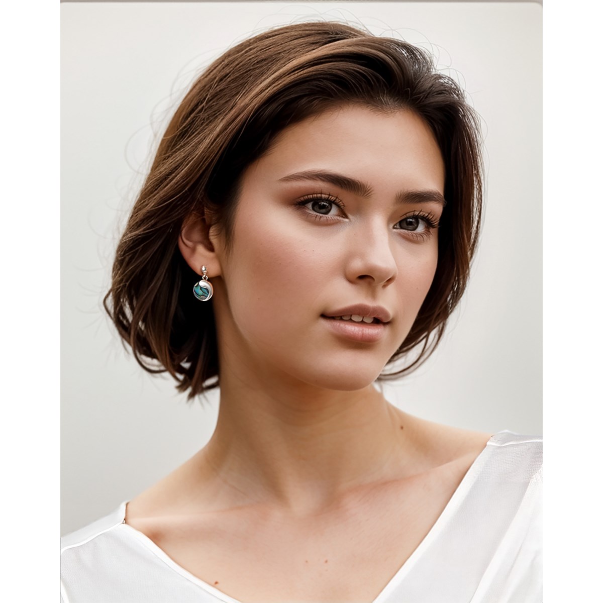 Boucles d'oreille nacre abalone et virgule d'argent 925-000 | Aden