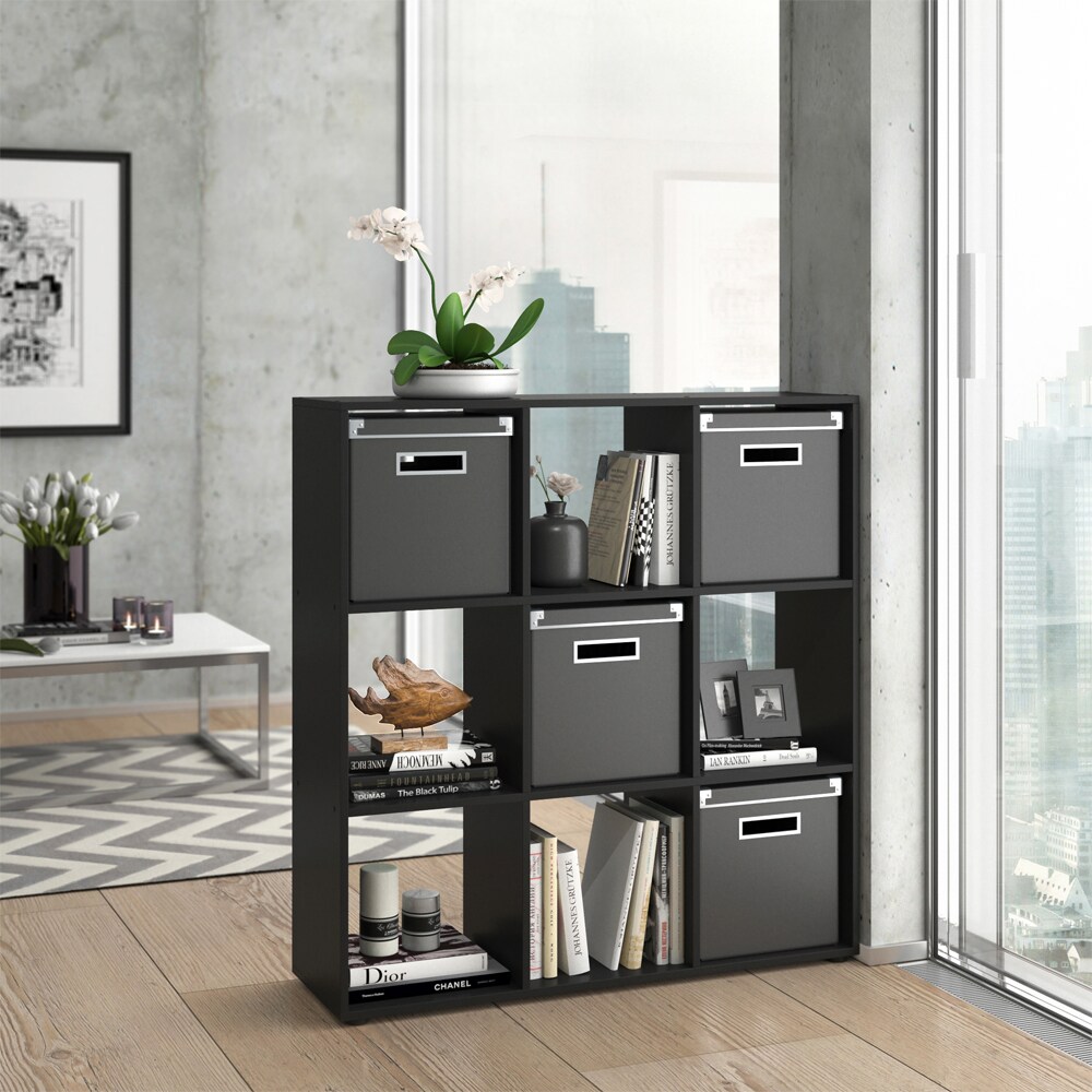 VICCO Raumteiler NOVE 9 Fächer Schwarz - Würfelregal Raumtrenner Standregal