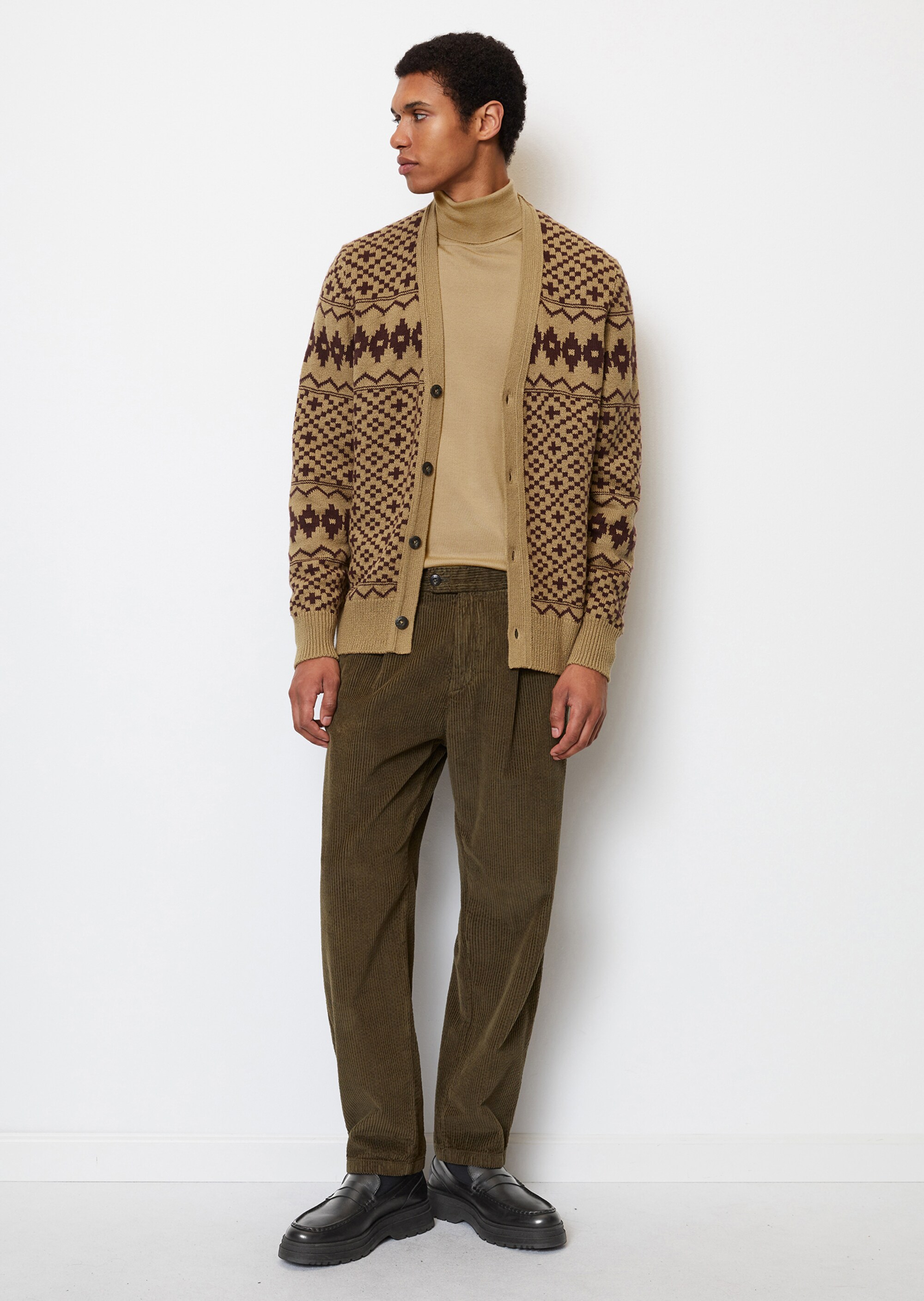 Cardigan regular aus Baumwolle-Schurwolle-Mix