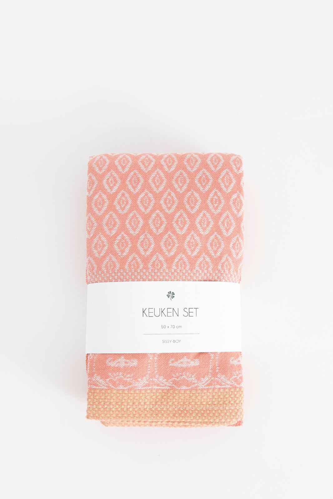 Lichtroze handdoek en theedoek Terry
