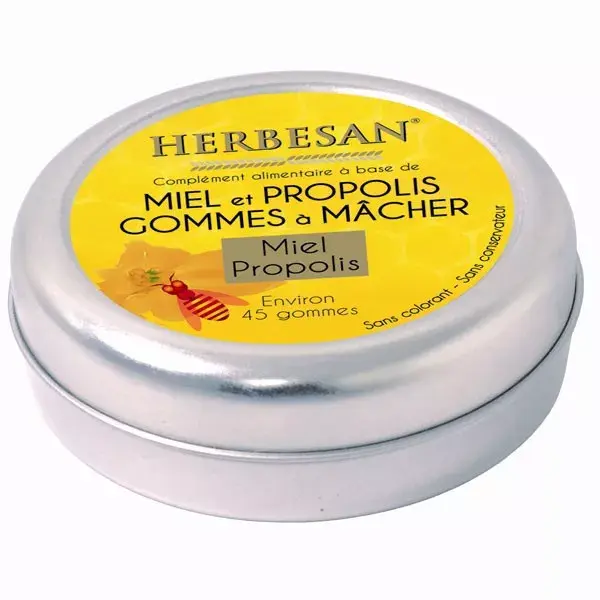 Gomas de própolis Herbesan, sabor mel, 45 gomas
