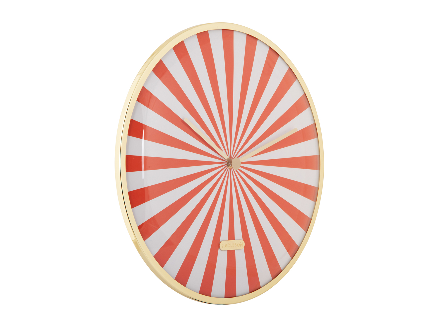 Wall clock Candy Swirl Dome bright orange & white