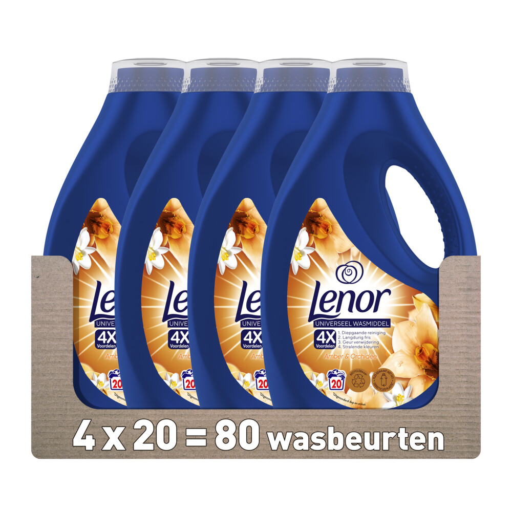 4x Lenor Vloeibaar Wasmiddel Gouden Orchidee 20 Wasbeurten900 ml