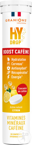Granions Hydrop Boost Caféine Citron 20 Comprimés Effervescents