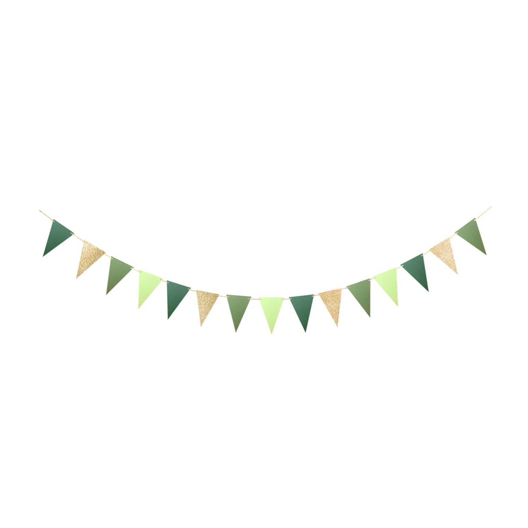(6.5m) Wimpelkette Fahnen Girlande Glitzer Party Dekoration Accessoire - Gold / Grün