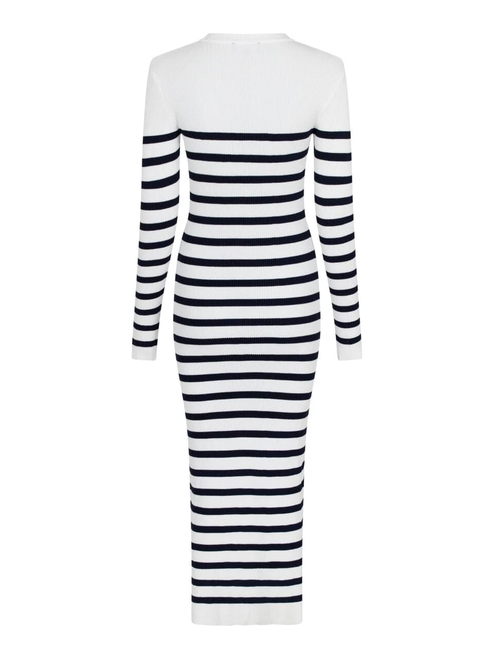 Valentin Studio Gold Button Knit Long Dress navy stripes juni