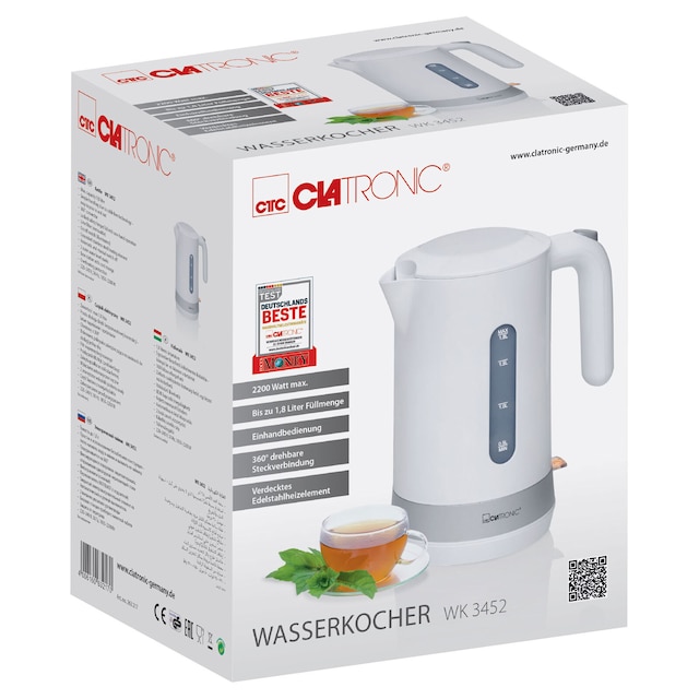 CLATRONIC Wasserkocher WK 3452 weiß 1,8 Liter max. 2200 Watt
