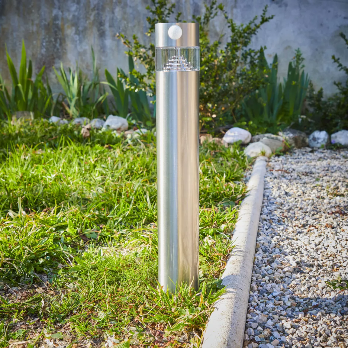 Borne de jardin solaire 150 lumens (H50 cm) Premium Argent