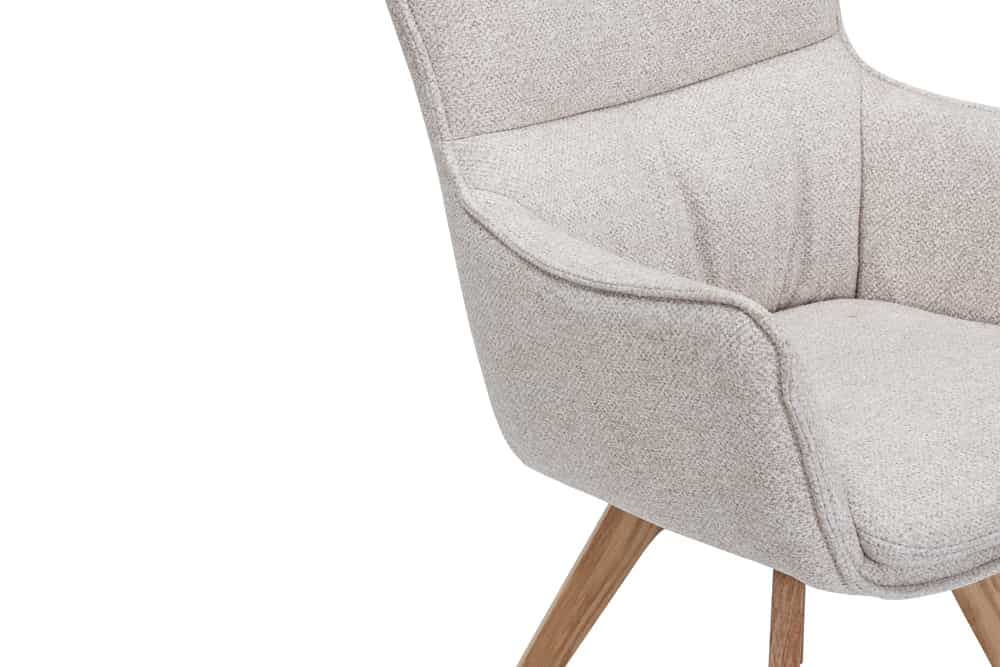 Drehbarer Design Stuhl VOGUE beige natur Strukturstoff Eichenholz 360° mit Armlehne