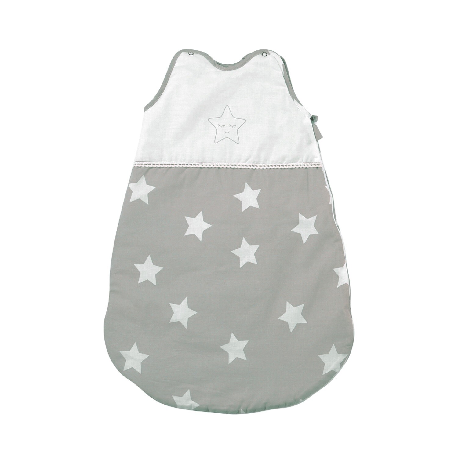 Lorelli Baby Winterschlafsack 0-6 Monate 60cm lang 100% Baumwolle Reißverschluss grau Sterne