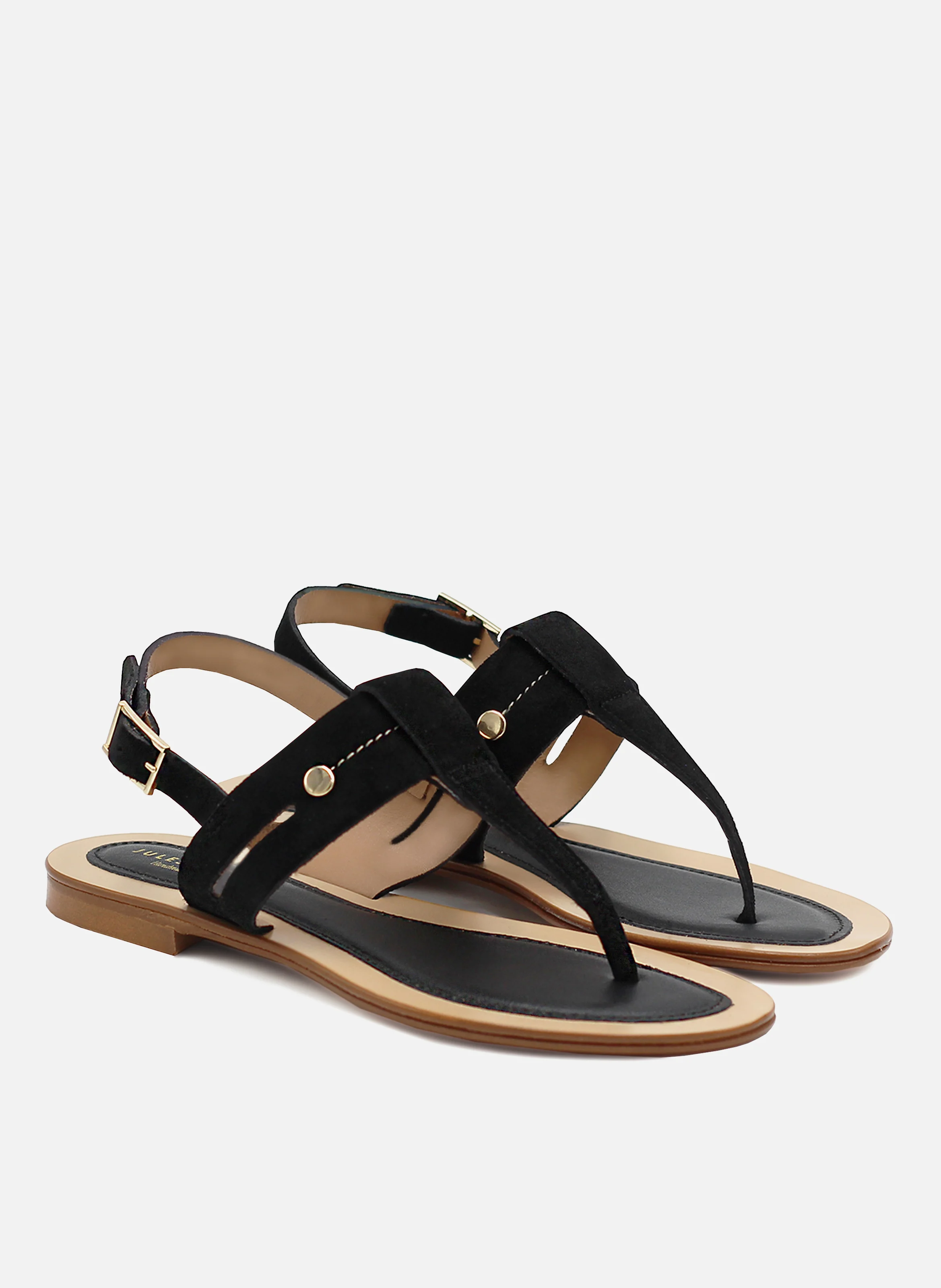 Sandales tropéziennes cuir daim | Noir