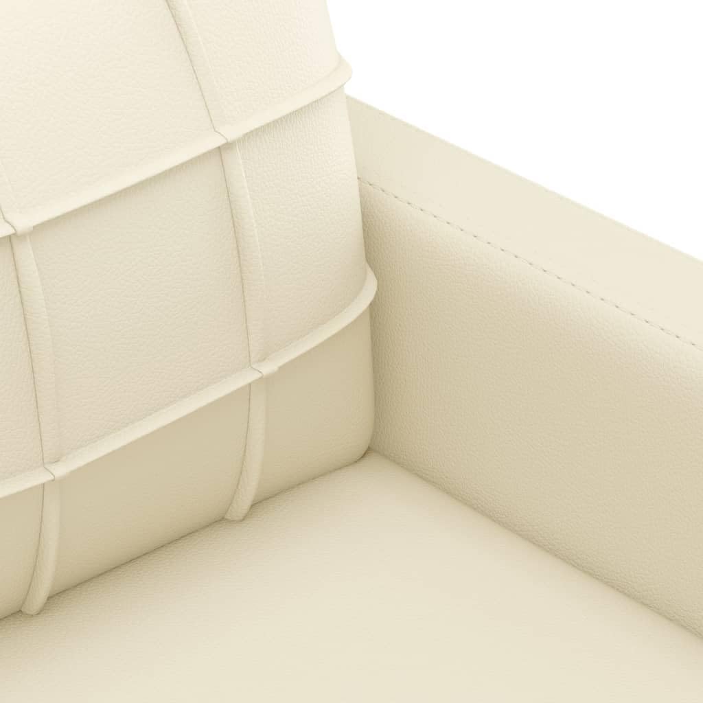 2 Sitzer(120cm) + 2 Sitzer Sofa (140cm) +Fußhocker mit Kissen Couch Loungesofa Sessel Kunstleder Creme