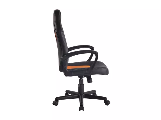Chaise de bureau - Similicuir & Chrome - Noir / Orange - Elbing