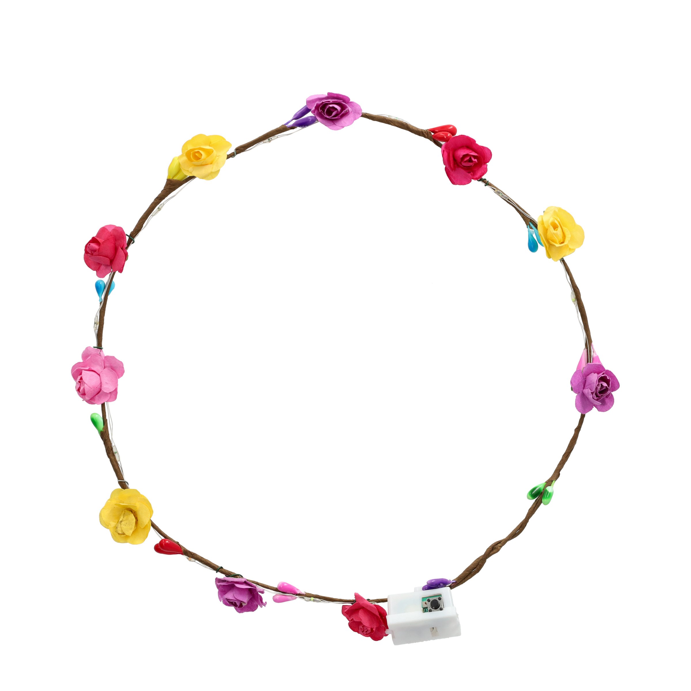 LED Haar Blumenkranz Fasnachts Kostüm Zubehör Motto Party Leucht Stirnband Halloween Foto Requisite mit 3 Leucht Modi (Batteriebetrieben) - Bunt