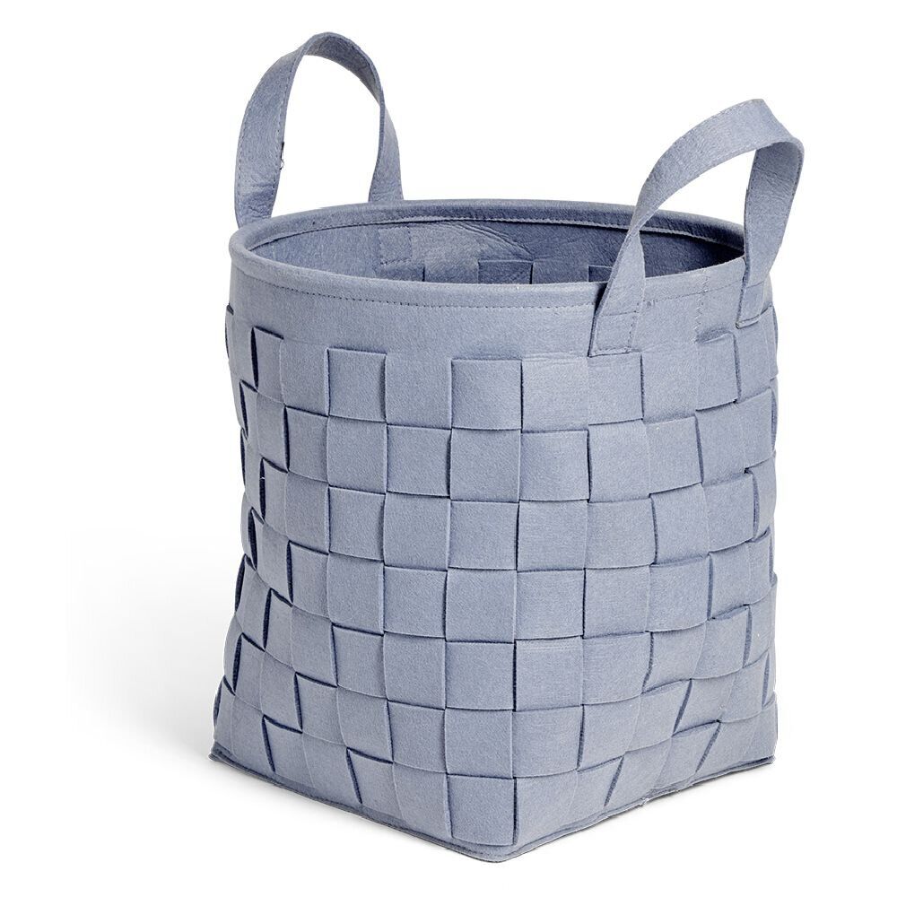 Panière à linge ronde 29L Ø32xH36cm feutrine bleu