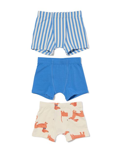 boxers enfant coton stretch - lot de 3 bleu
