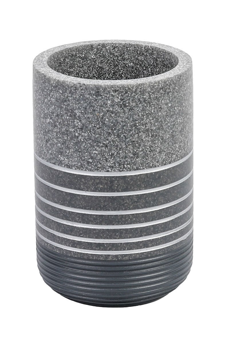 Zahnputzbecher Salta 7x11 cm Anthrazit/Stein-Optik Polyresin