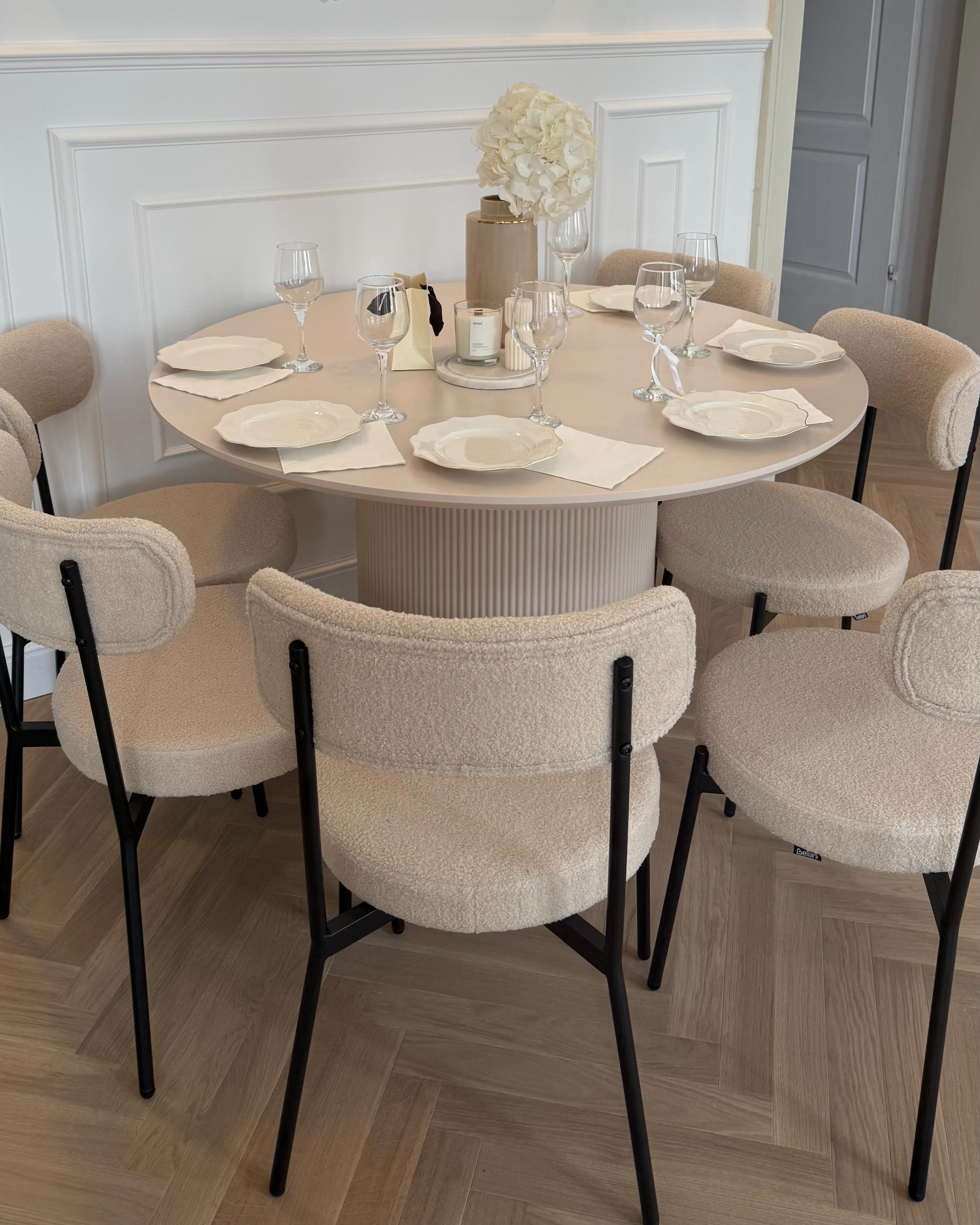 Set van 2 eetkamerstoelen ALLISON Bouclé Lichtbeige