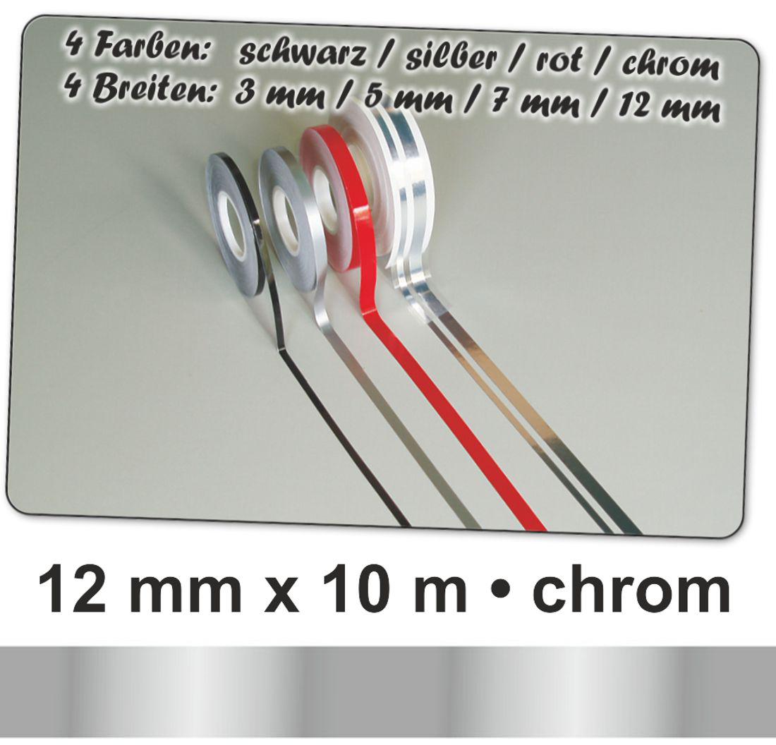Schütz Auto Zierstreifen chrom 12 mm x 10 Meter