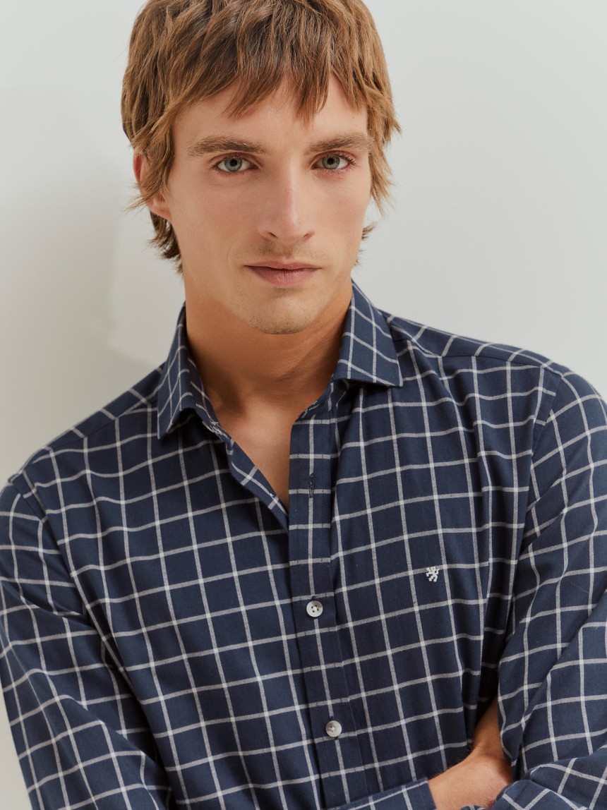 Camisa xadrez slim fit em algodão