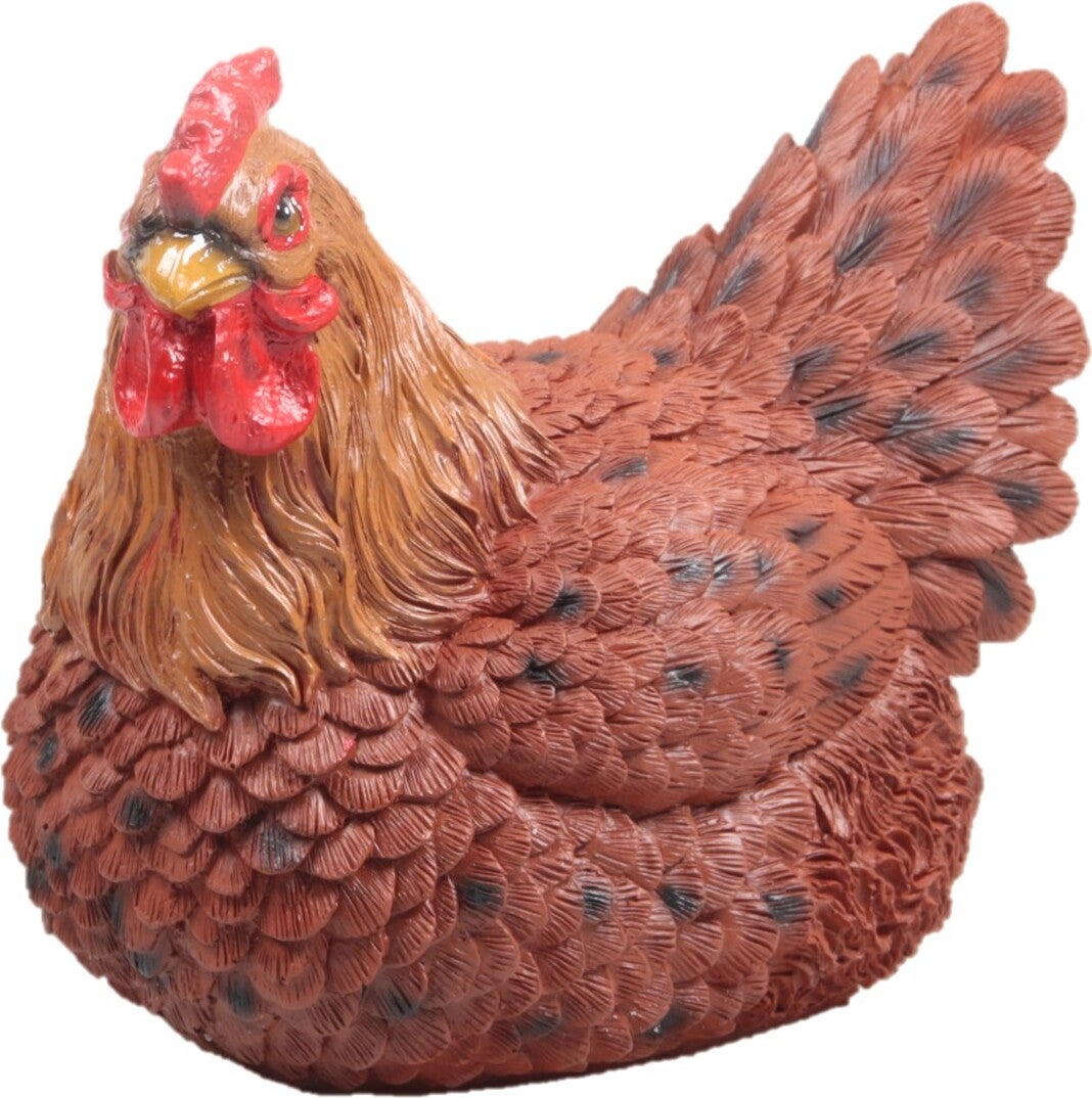Farmwood tuinbeeld broedende kip bruin 15 x 18 x 15 cm