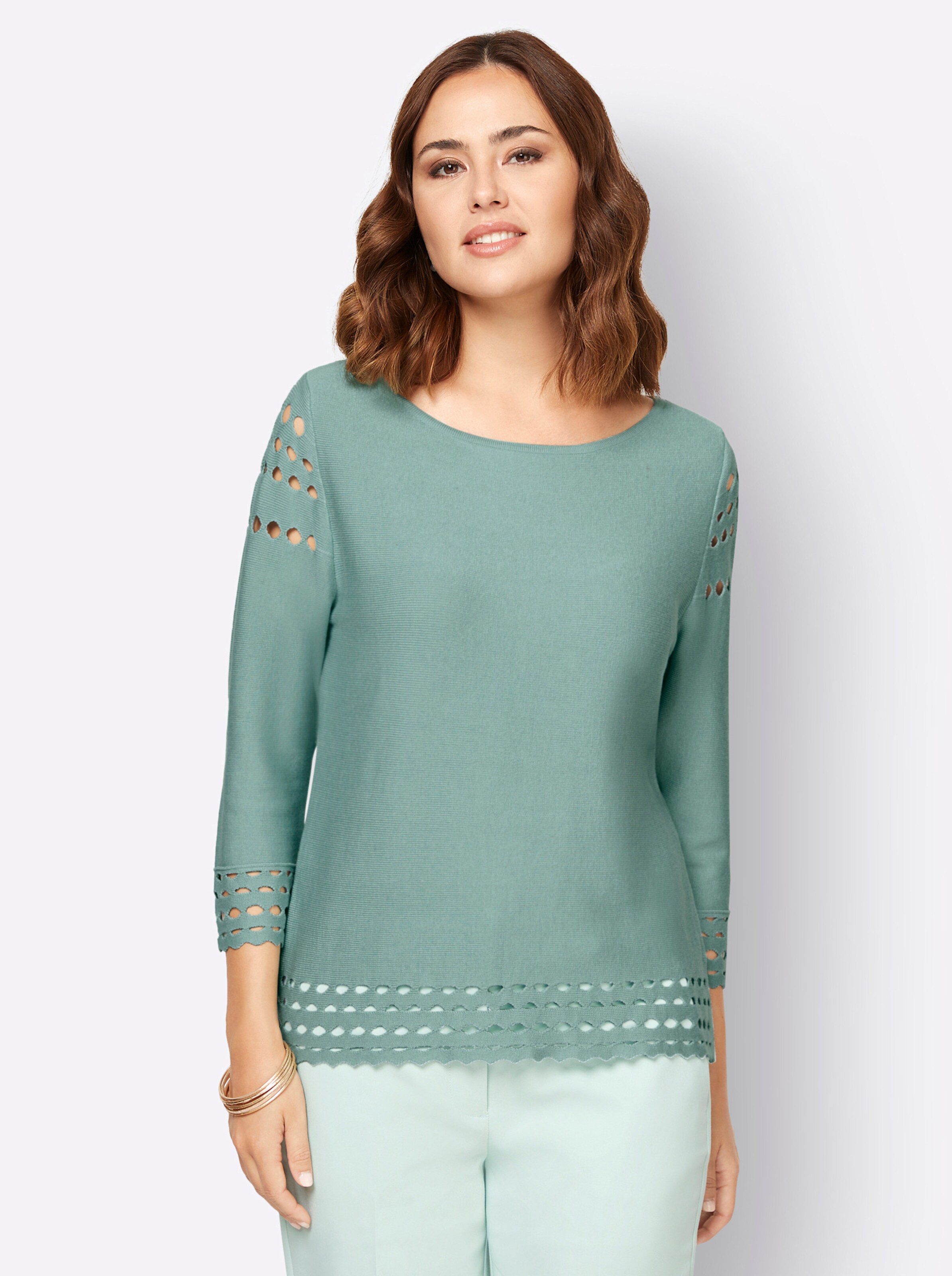 3/4 Arm-Pullover in kalkmint