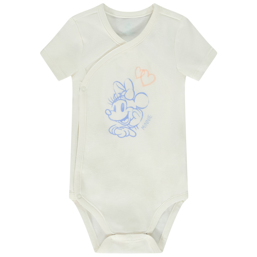 Lot de 3 bodies manches courtes Minnie  pour bébé fille avec ouvertures différentes selon l'âge