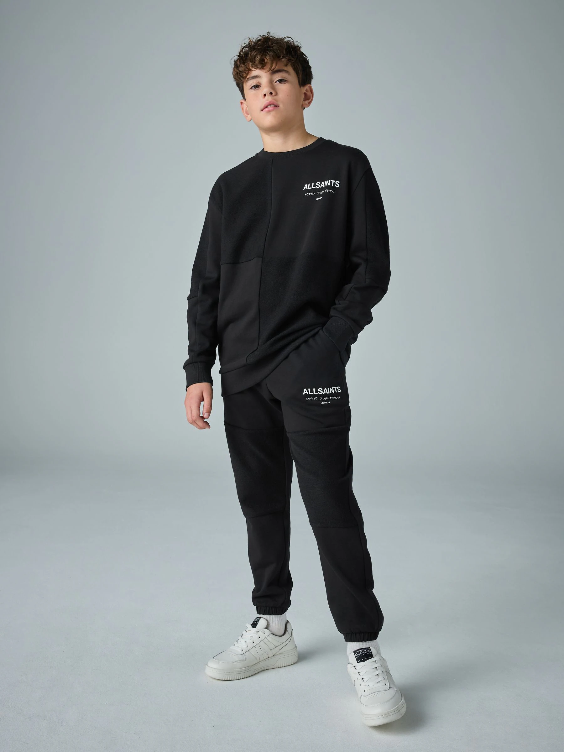 Zwart - smALLSAINTS Underground Oversized Textured Panel Sweatshirt and Joggers Set