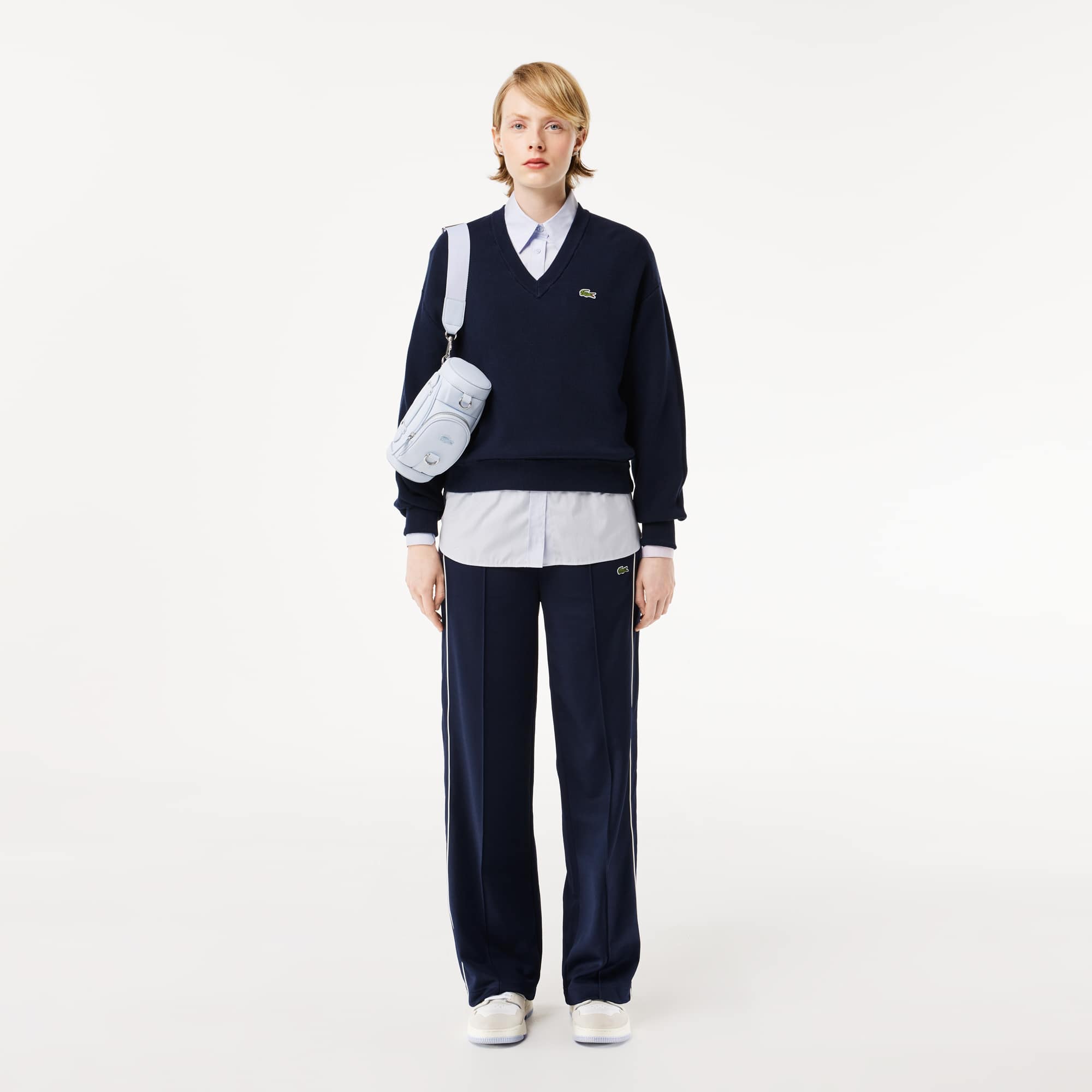 Pull col V femme Lacoste en coton biologique Pullovers - Bleu - Lacoste - Femme