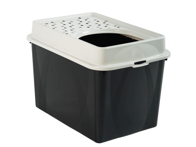 Rotho Katzentoilette Berty Eco, Schwarz – Sand Modernes Katzenklo aus recyceltem Kunststoff