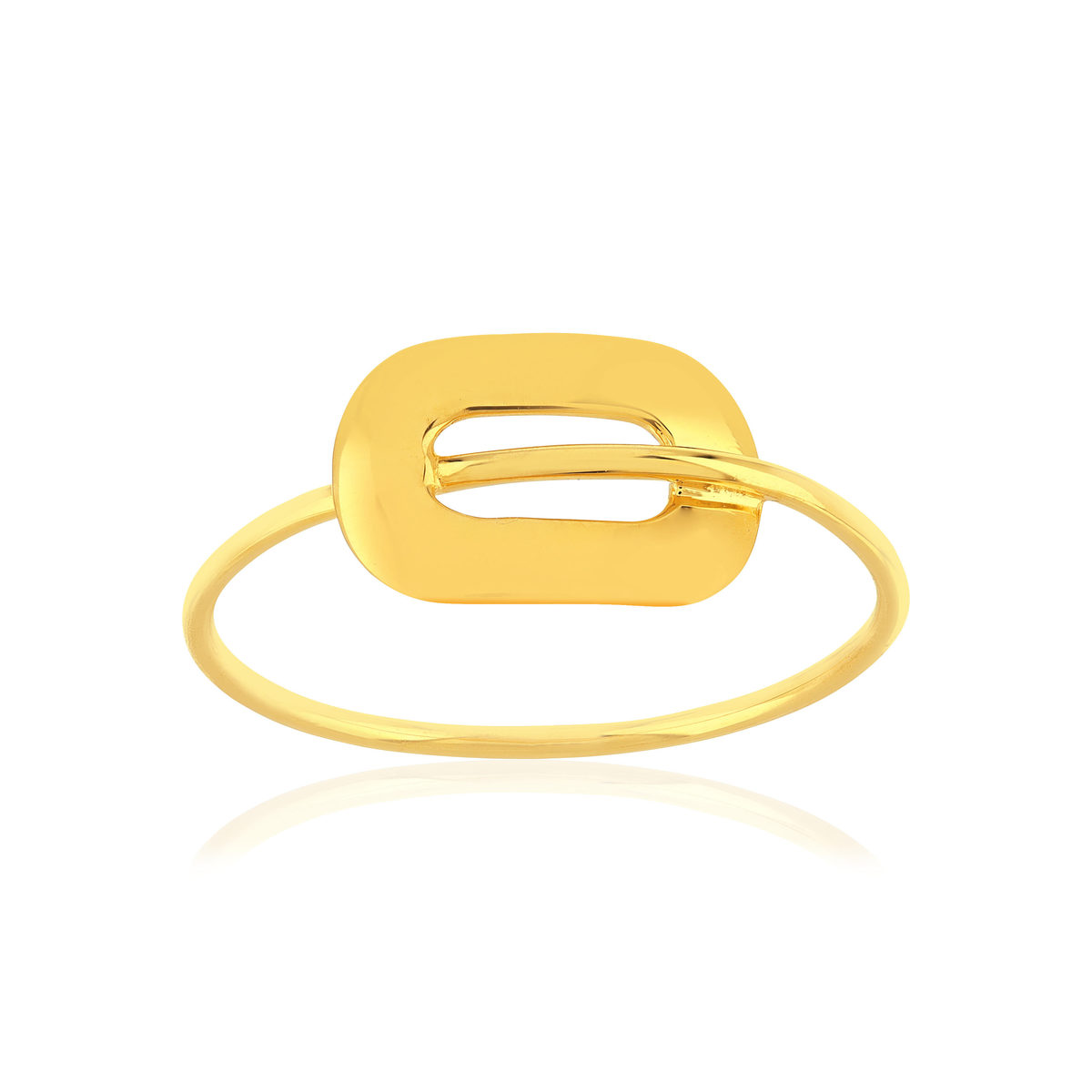 Bague or jaune 750 motif rectangle