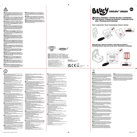 Bluey 3-i-1 natlampe, lygte og døgnviser