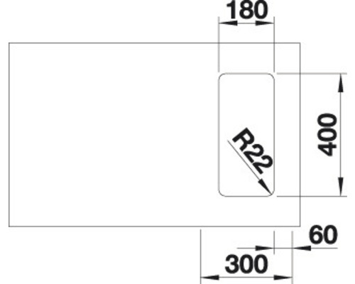 Blanco ANDANO 180-U spoelbak, 220 x 440 mm, roestvrij staal, 522952