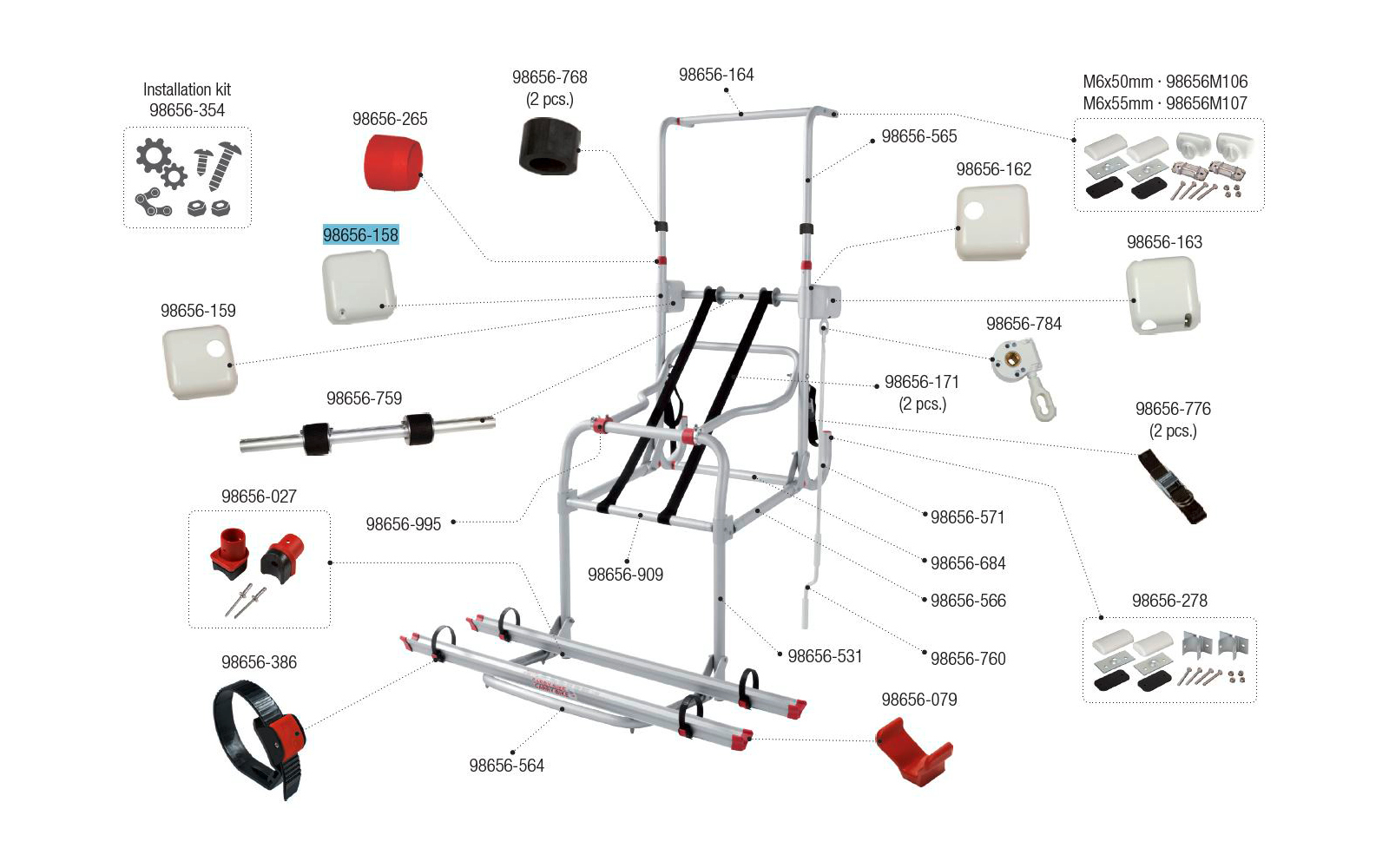Fiamma Abdeckung außen links passend für Carry Bike Lift 77 - Fiamma Ersatzteilnummer 98656-158