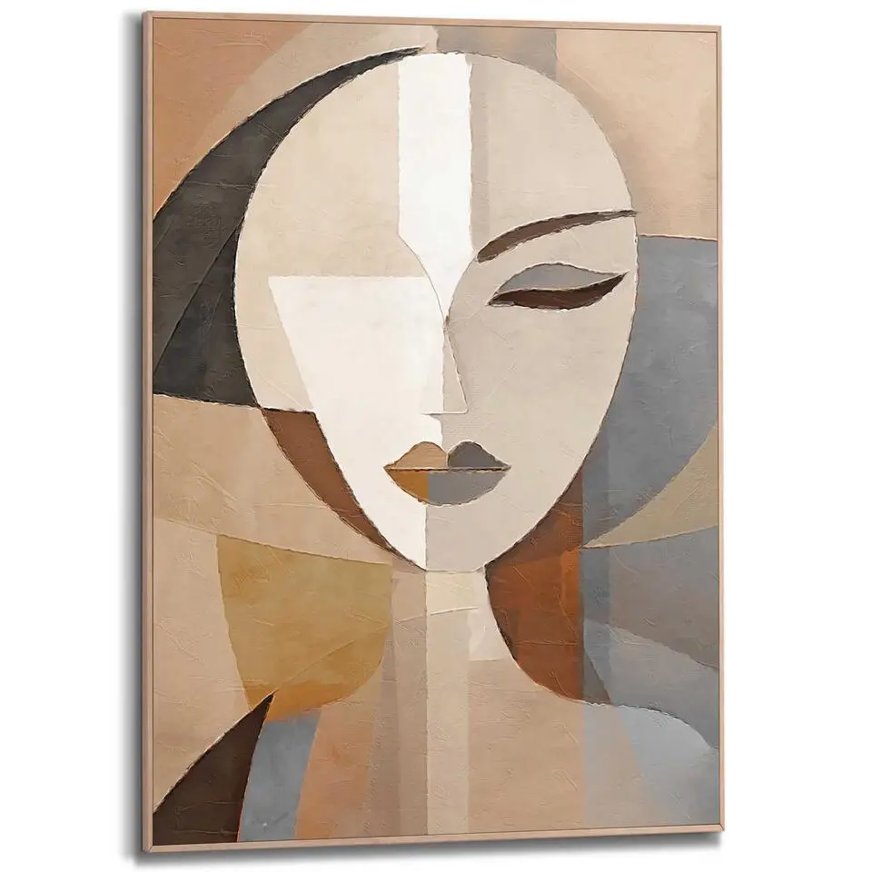 Schilderij Abstracte vrouw - 70x50cm - Bruin