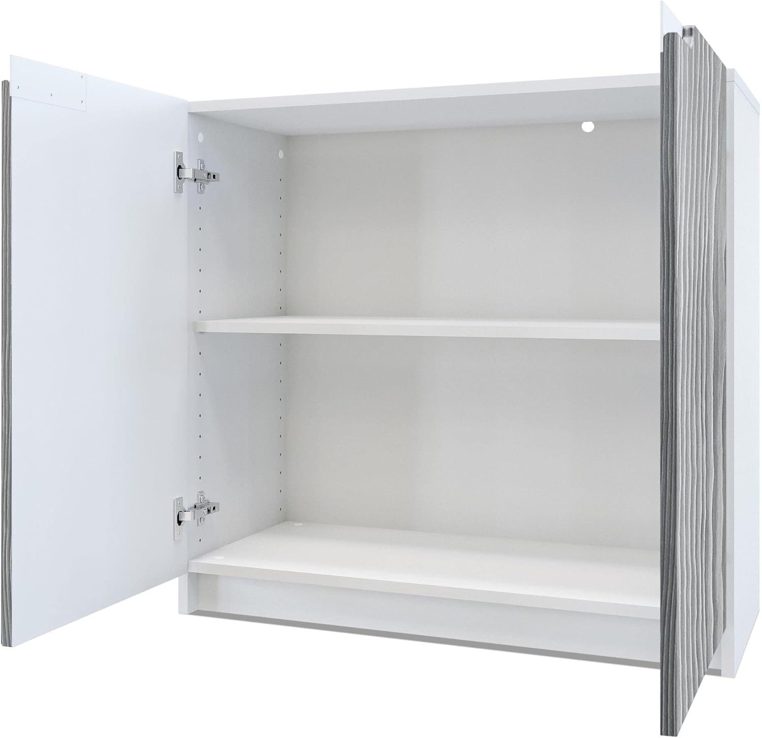Vladon Sideboard Logan, Made in Germany, Kommode mit 2 Türen, Weiß matt/Eiche Natur (82 x 78 x 37 cm)