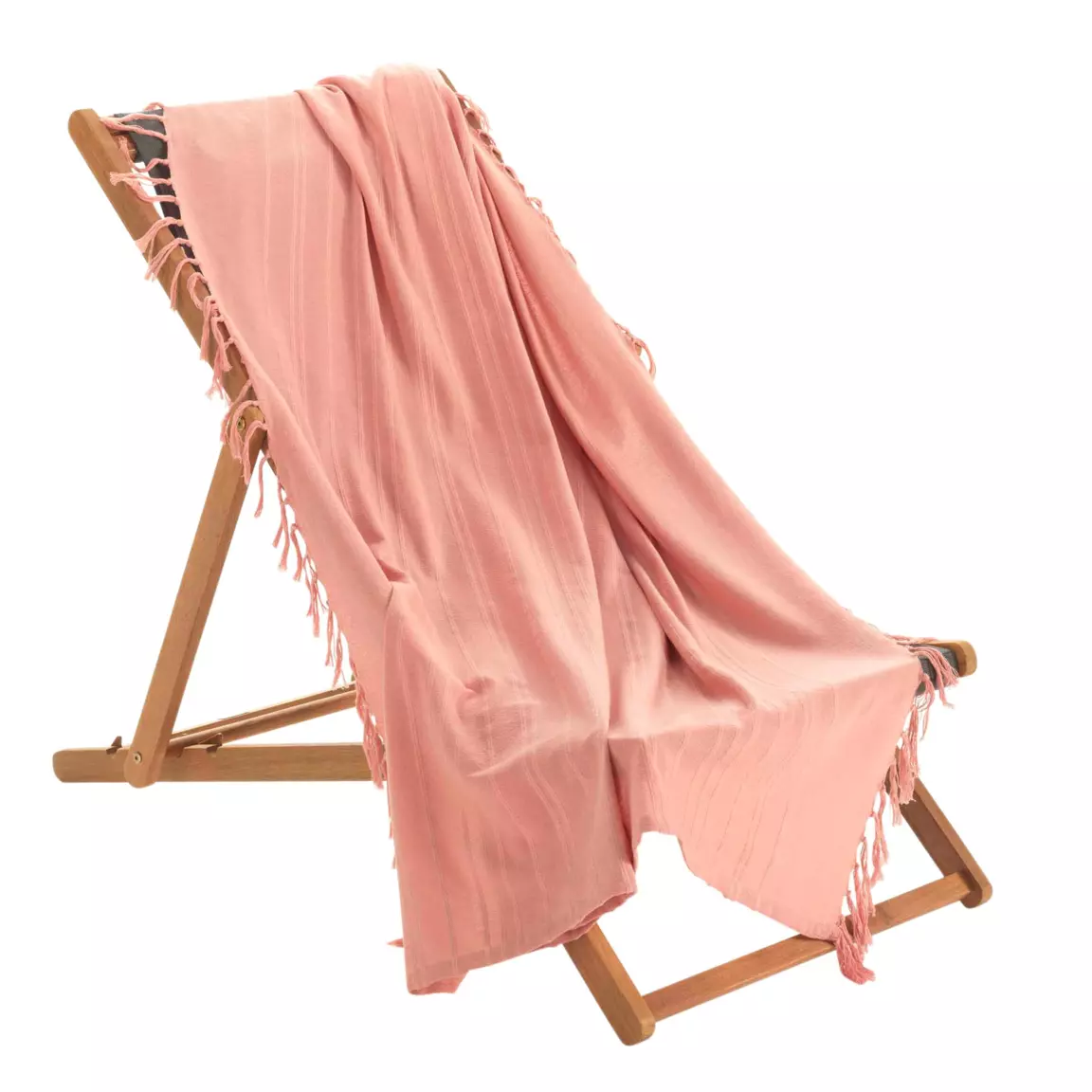 Jeté de canapé coton (150 x 150 cm) Lilia Rose pêche