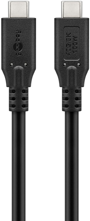 (50cm) 100W USB C auf USB C Ladekabel Thunderbolt 4/3 Datenkabel 8K Monitor-Verbindungskabel 40 Gbit/s Power Delivery (74190) - Schwarz