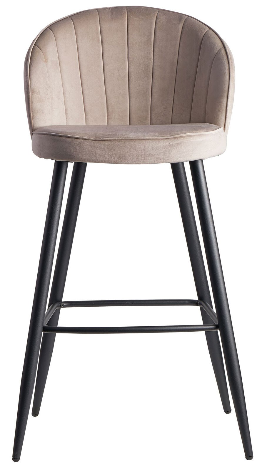 Barhocker mit Rückenlehne schwarz/ beige Samt