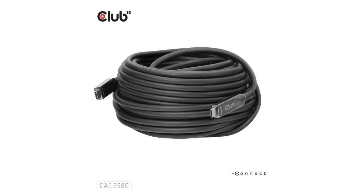 Club 3DFull-Feature USB-C kabel, 15m  (Zwart, 8K60Hz 10Gbps 60W)
