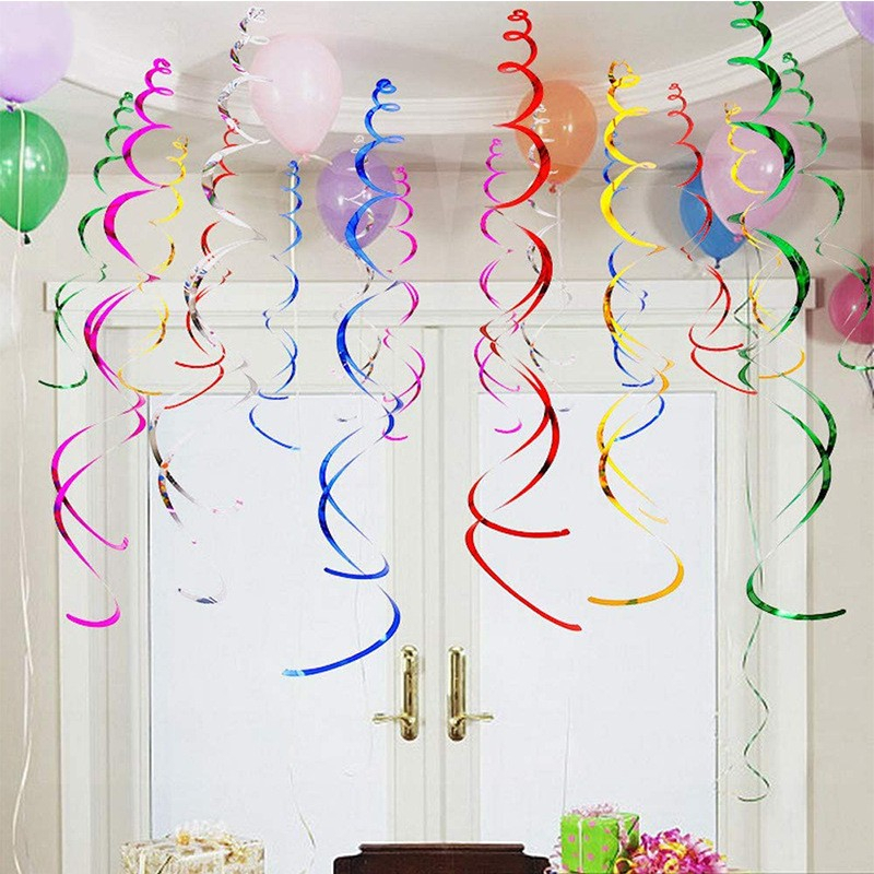 (12er Set) Party Spiral Girlande Party Deko Accessoire - Gold