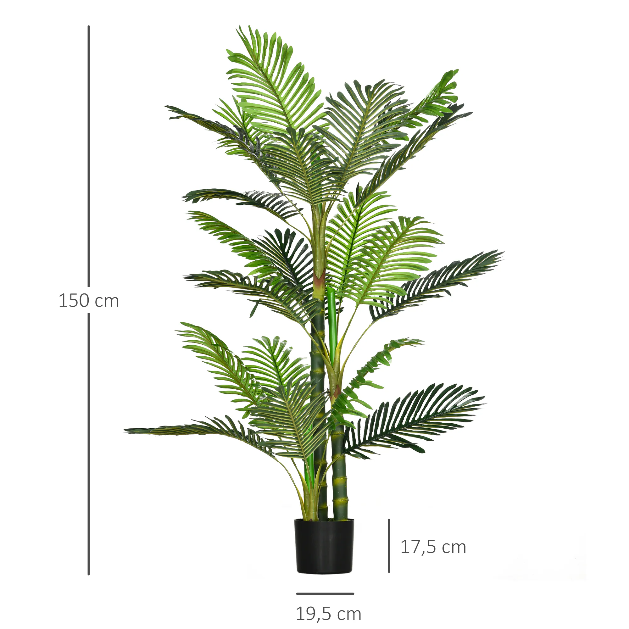 HOMCOM Künstliche Pflanze mit Übertopf grün 19,5L x 19,5B x 150H cm