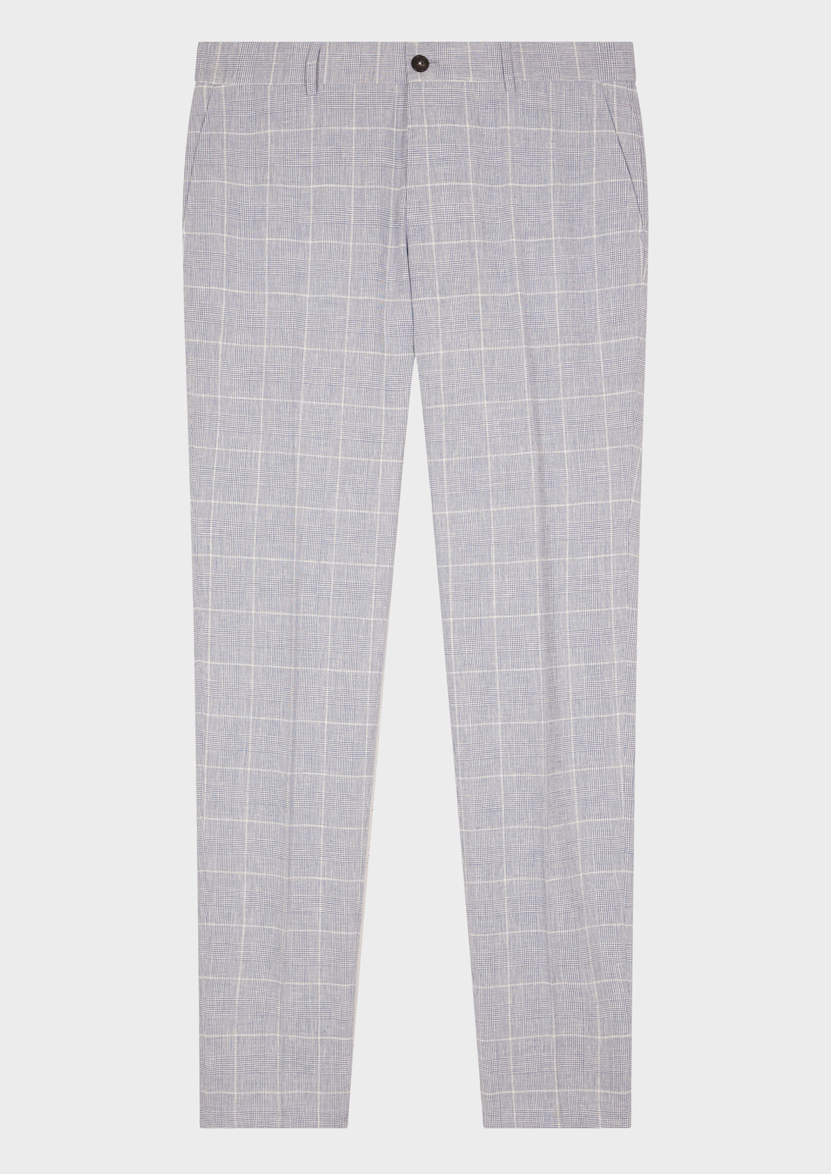 Pantalon coordonnable Skinny en lin et coton bleus Prince de Galles