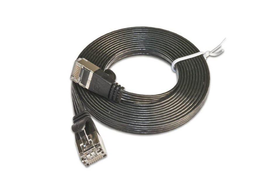 Slimpatchkabel RJ-45 - RJ-45, Cat 6, STP, 7.5 m, SchwarzGeschirmtes Twisted-Pair-Kabel (STP) mit Klinkenschutz