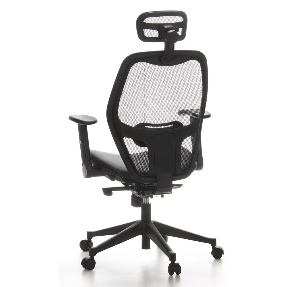 Profi Bürostuhl AIR-PORT Netzstoff/Leder mit abklappbaren Armlehnen hjh OFFICE
