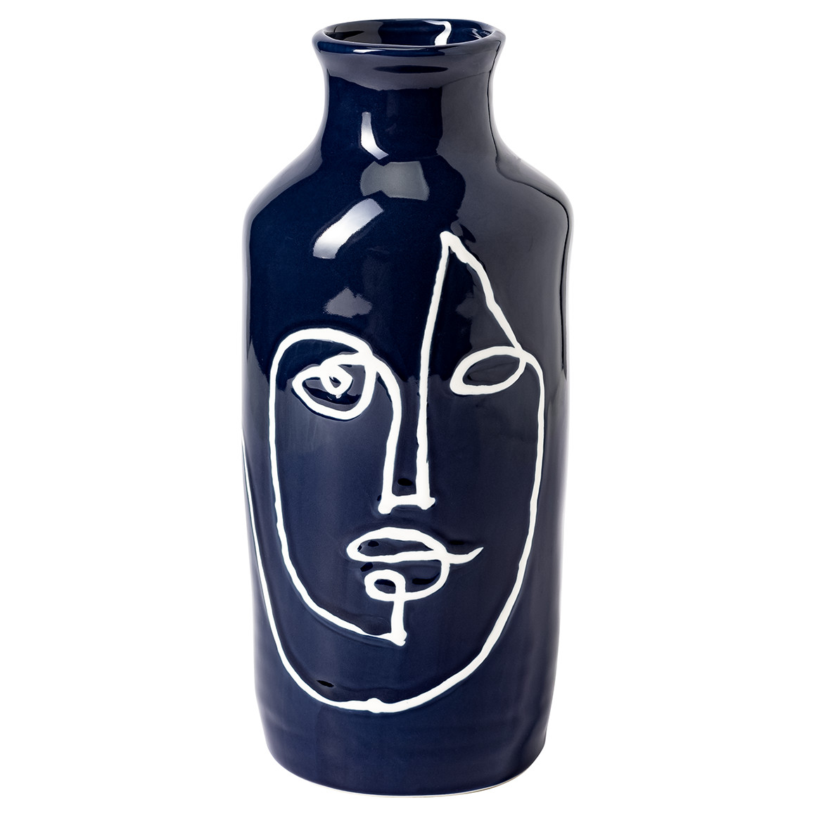 My Home Vase mit abstraktem Gesicht dunkelblau