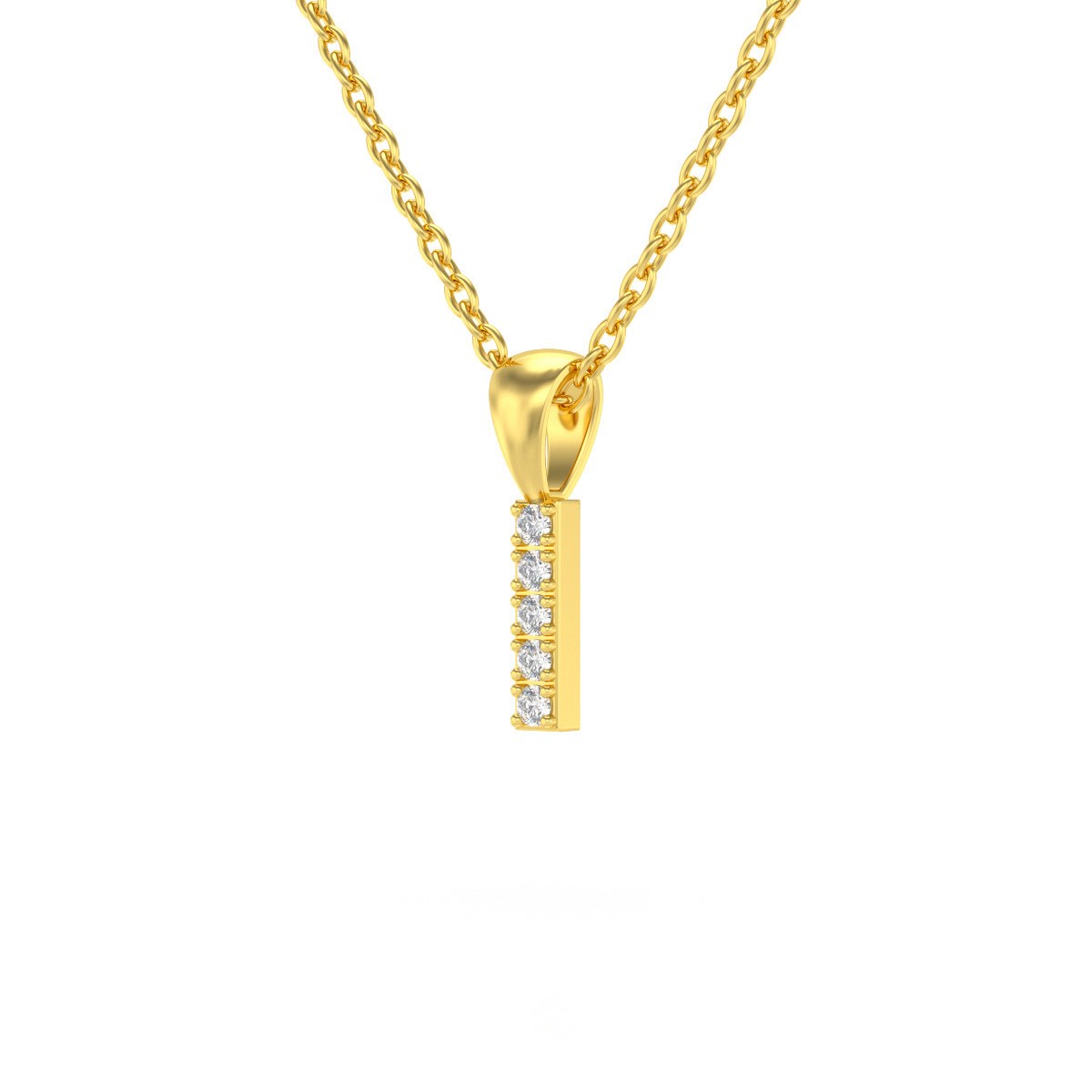 Collier Pendentif ADEN Lettre I Or 750 Jaune Diamant Chaine Or 750 incluse 0.72grs