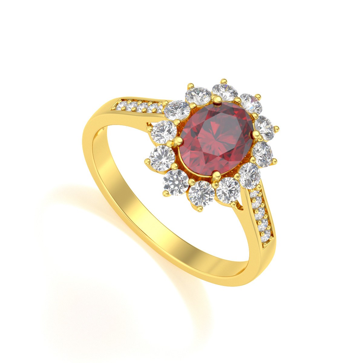 Bague ADEN Or 585 Jaune Rubis et diamants 2.92grs