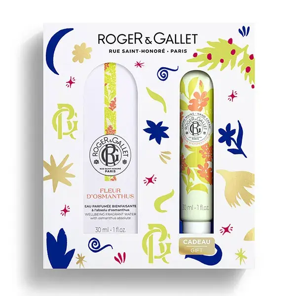 Conjunto de presente Roger & Gallet: Água perfumada benéfica com flor de Osmanthus 30ml e creme para as mãos 30ml