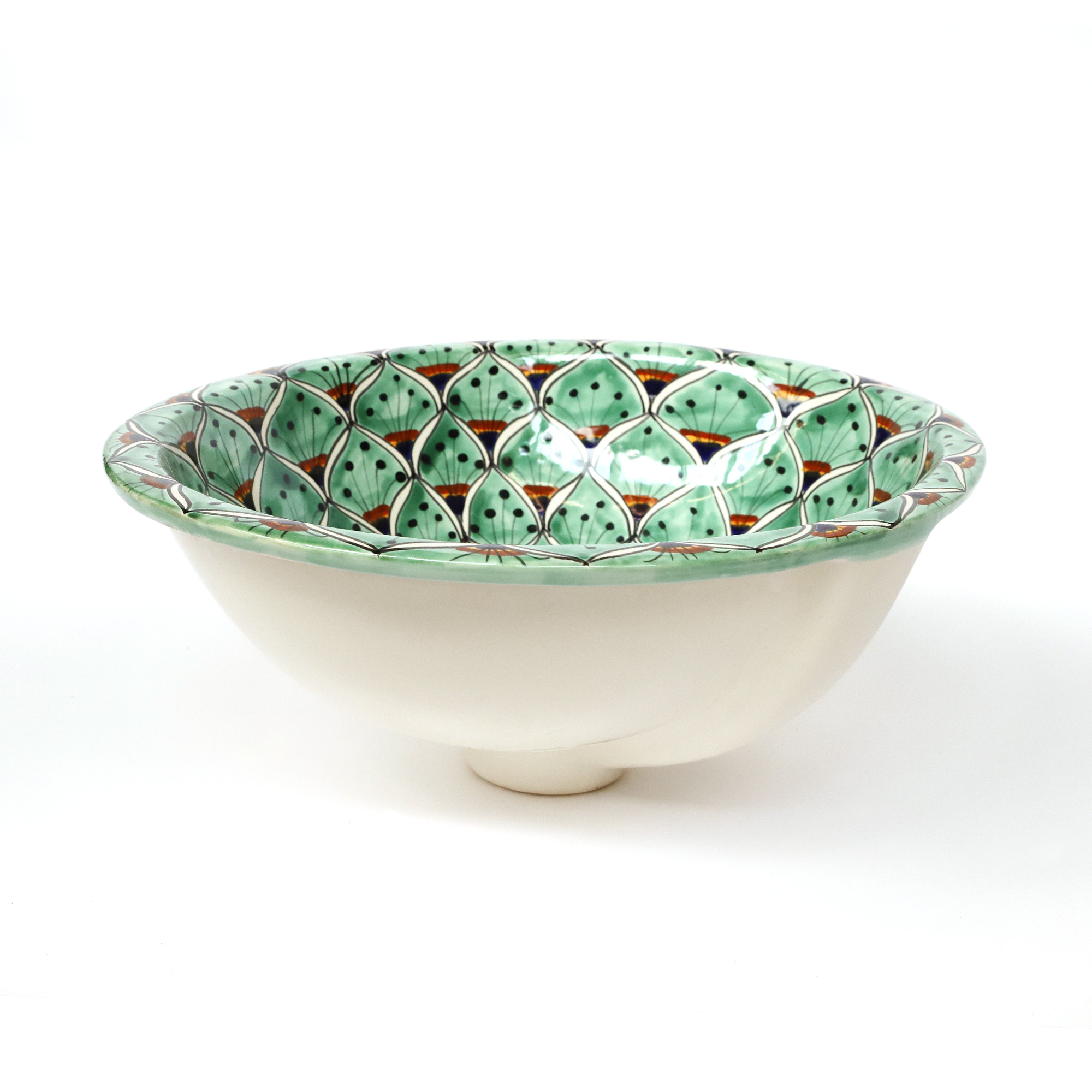 Keramikwaschbecken 'Pfau', hellgrün, multicolor, B 53 cm, L 43 cm, H 19 cm von fischer's lagerhaus